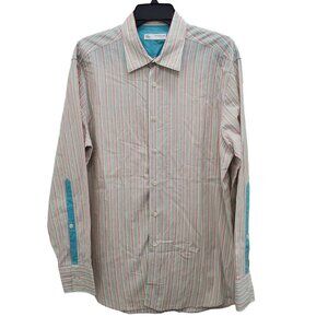 Poggianti 1958 Men's Lightweight Pastel Stripe Linen Italian Dress Shirt 43 - 17